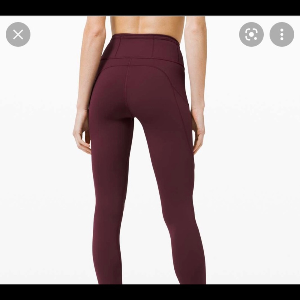 Lululemon ‘25 inch seam Fast and Free in burgundy